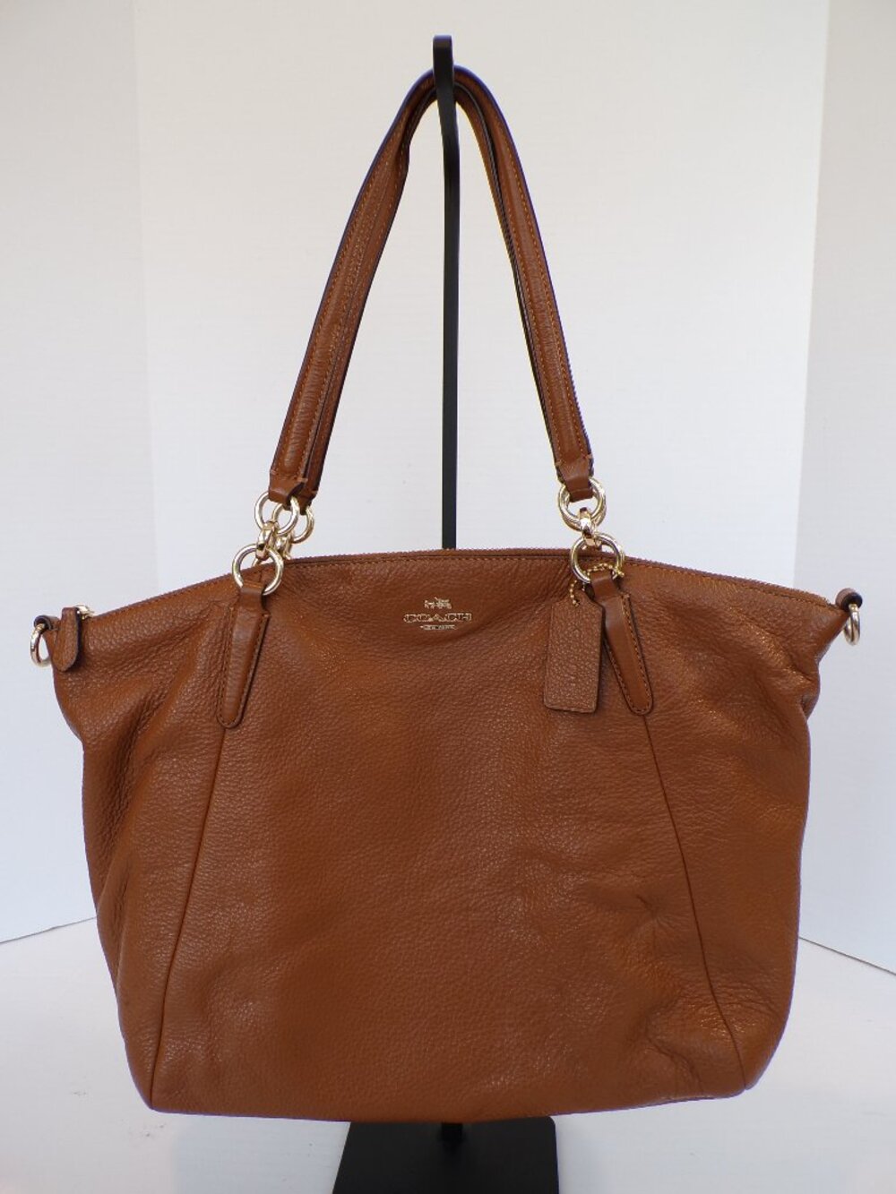 Coach Kelsey Leather Tote Satchel Brown Pebbled Leather Gold Hardware Authentic